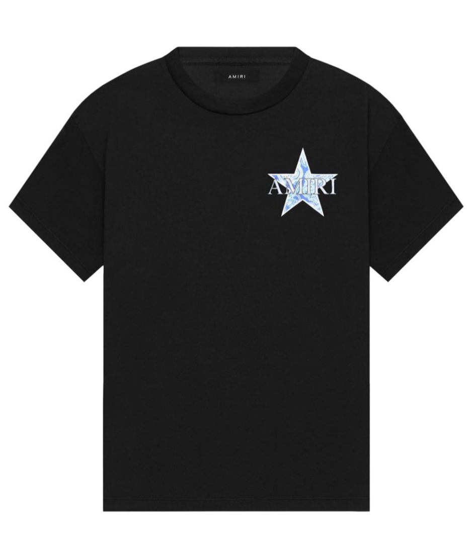 Amiri Kids Black & Blue Paisley Star T-Shirt